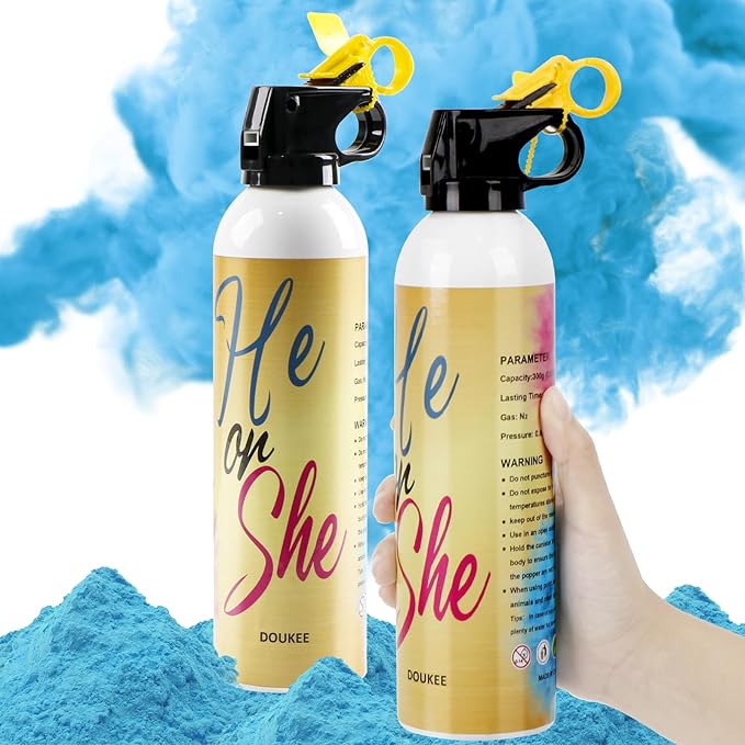 Gender Reveal Fire Extinguisher Blue, Blue Gender Reveal Smoke Bombs Powder Cannon Spray Baby Shower Ideas Party Suppliers Baby Boy 100% Biodegradable 2 Pack