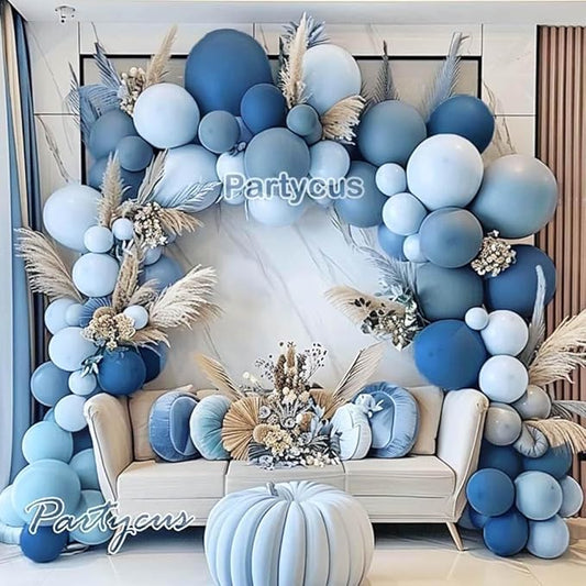 Dusty Blue Balloon Arch Kit, Double Stuffed Dark Light Blue Pastel Latex Balloon Garland for Baby Shower Birthday Bridal Wedding Easter Valentine Party Decoration
