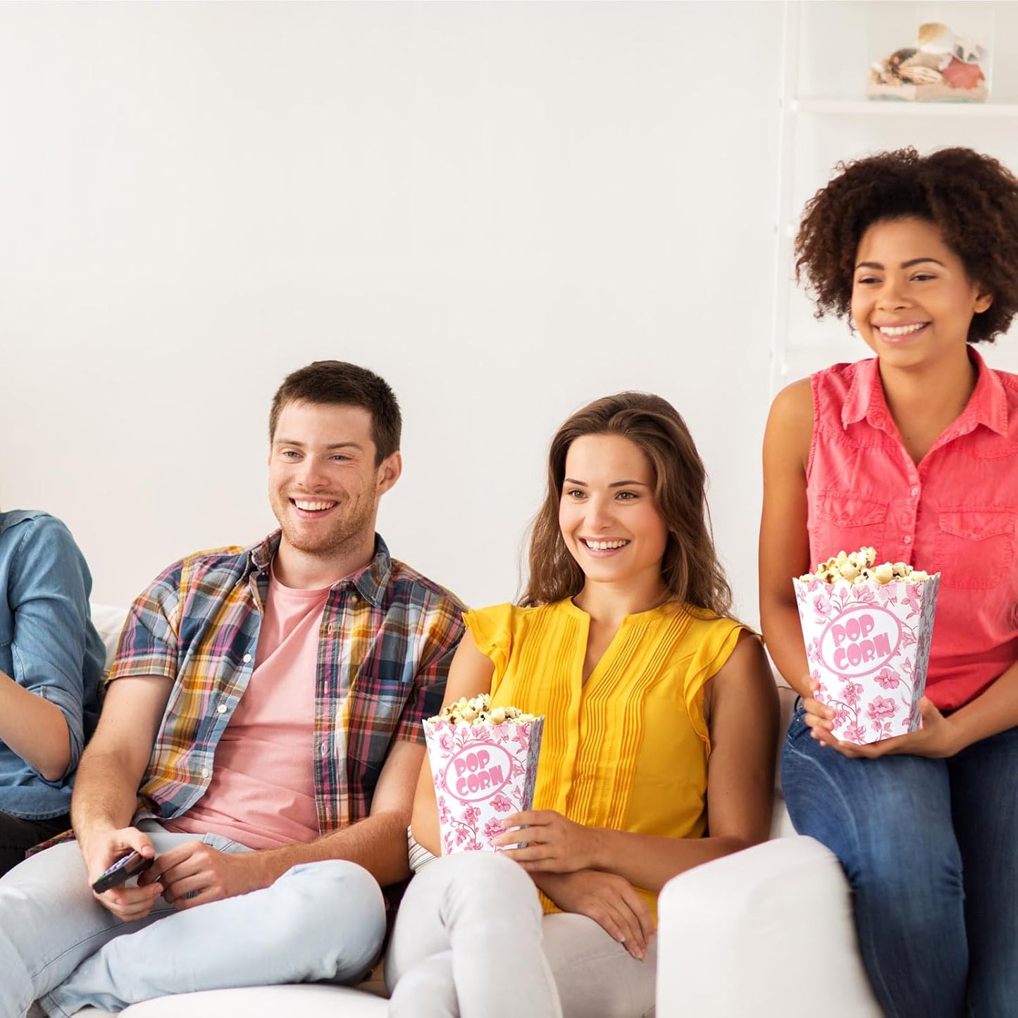 Marspark 50 Pack Pink Floral Party Popcorn Boxes - Chinoiserie Flowers Vintage Paper Popcorn Boxes Individual Servings for Birthday, Movie Night, Carnivals