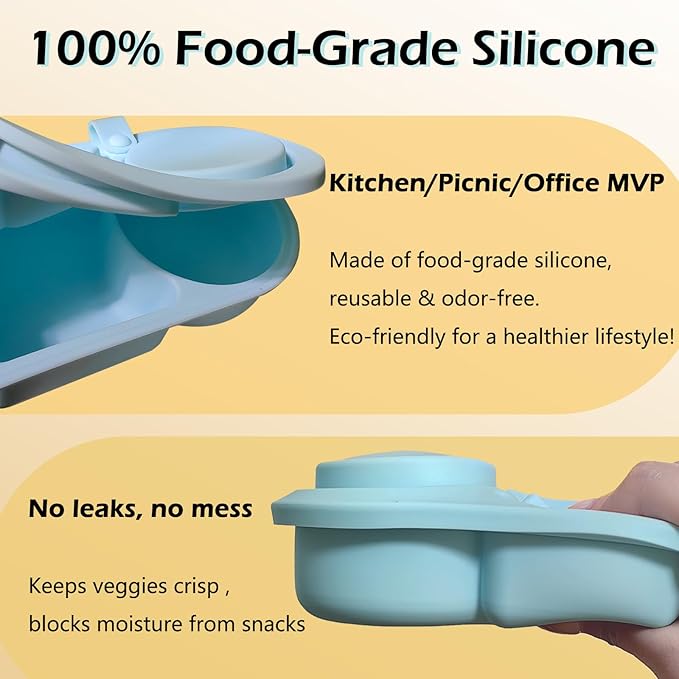 2 Packs Silicone Snack Containers with Lids, Reusable Food Storage Containers (Blue+Pink)