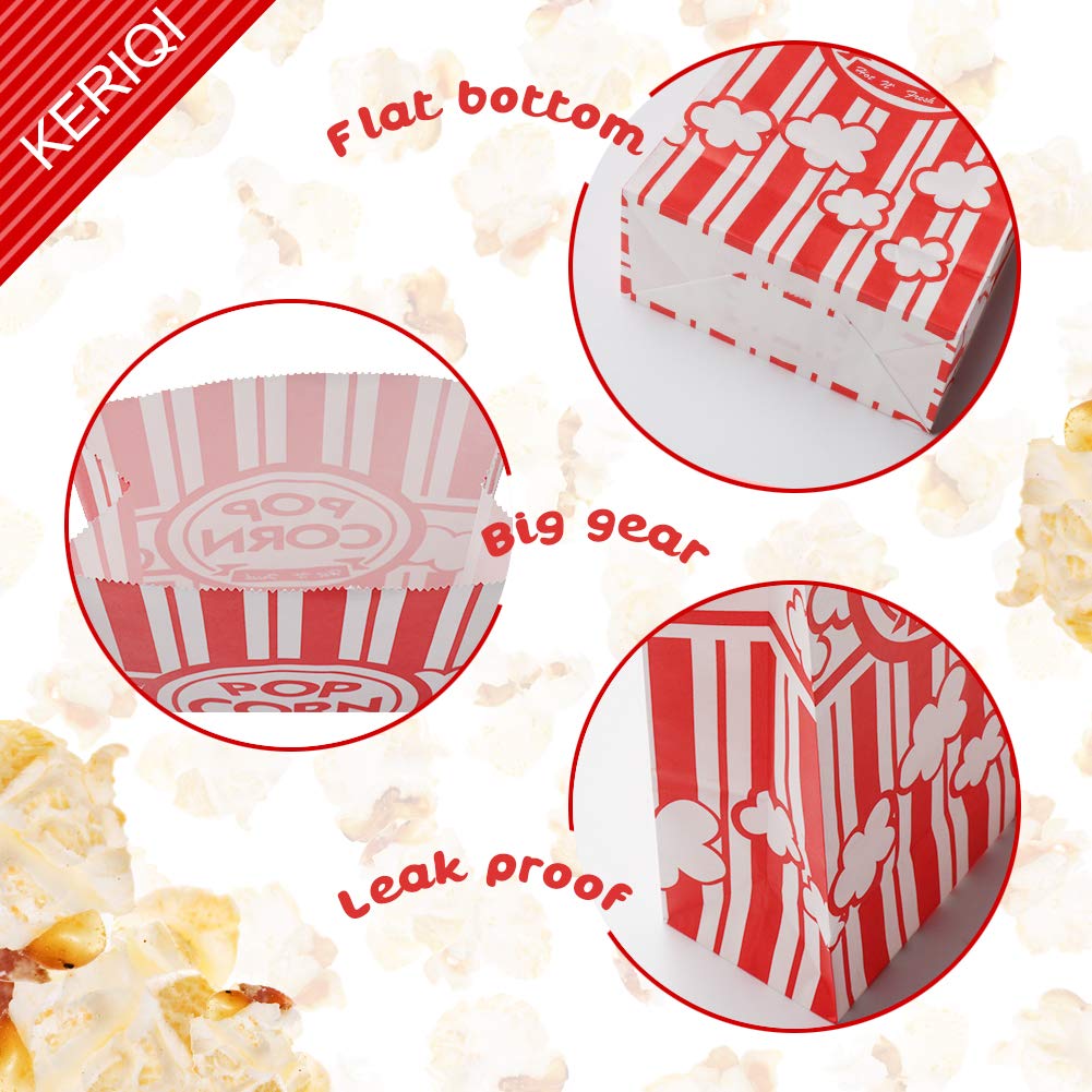 Popcorn Bags, 2 oz Flat Bottom Paper Popcorn Bags for Family Movie Night Baseball Themed Carnival Christmas Birthday Party 100 Pcs