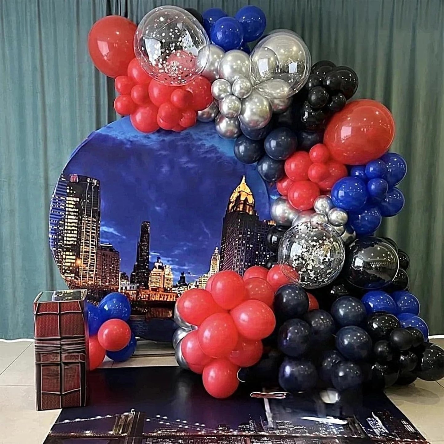 Red Blue Black Balloons, 12Inch Red Blue Black and Silver Balloon for Boys Party Kids Theme Birthday Baby Shower Graduation Party Decorations