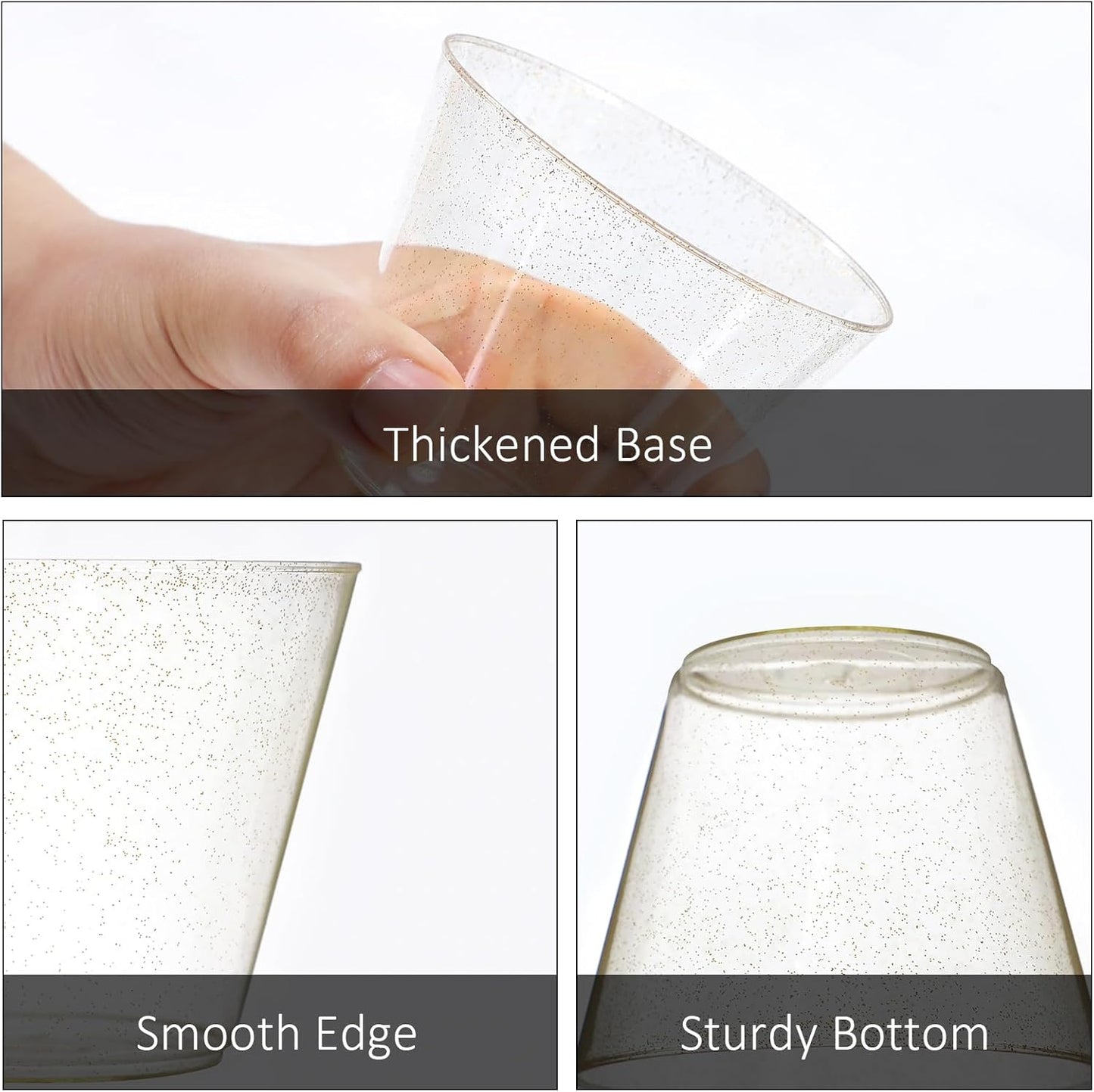 300 Count 9 oz Gold Plastic Cups, Disposable Cocktail Cup for Wedding & Party, Bulk Gold Plastic Tumblers, Fancy Disposable Party Cups for Cold Drinks