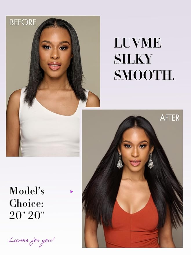 LUVME Clip in Hair Extensions Natural Black Human Hair Extensions Clip ins Silky Straight Real Human Hair on Extension 7pcs 135g 26inch