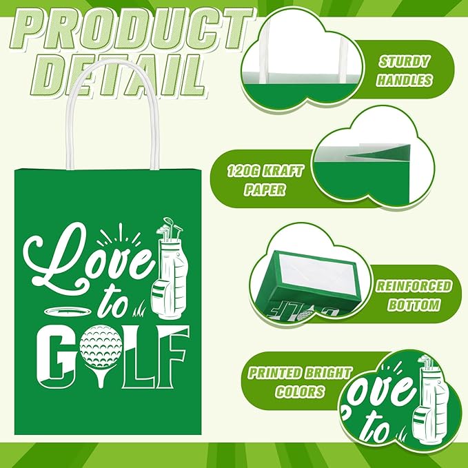 Resholder 30 Pcs Golf Party Favor Bags Sports Themed Party Decorations Golf Goodie Gift Bags with Handles Portable Candy Treat Pouch for Kids Boys Golfers Birthday Supplies