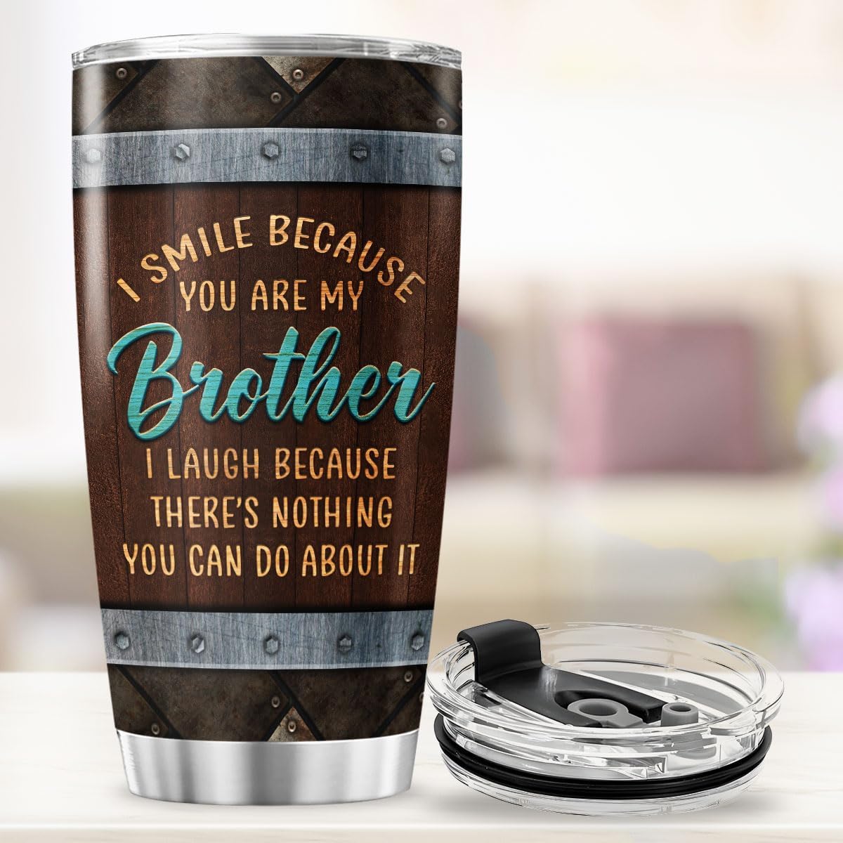 Funny Brother Gift Tumbler, 20oz Stainless Steel Cup with Humorous Quote, Double Wall Insulated Travel Mug for Siblings Birthday Christmas, Practical Present from Sister or Brother
