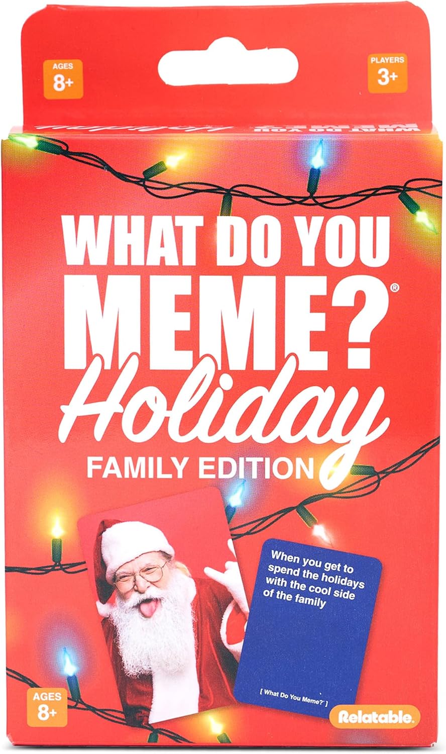 WHAT DO YOU MEME? Holiday Family Edition by Relatable, Holiday Games Travel Pack, Christmas Party Game, Includes 30 Photo Cards and 120 Caption Cards