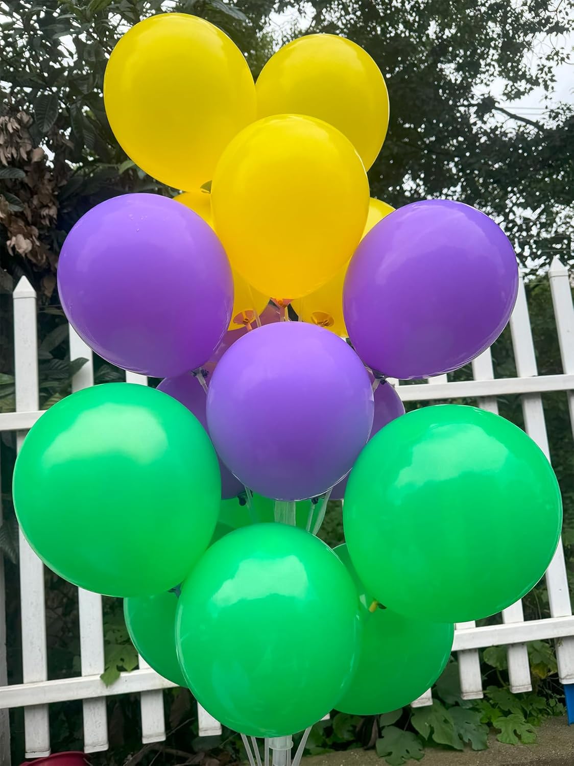 60 Pcs 12 Inch Latex Balloons in Green, Purple and Yellow, Perfect for Spring, Summer, Graduation, Easter, Wedding and Baby Shower Party Balloons Decorations