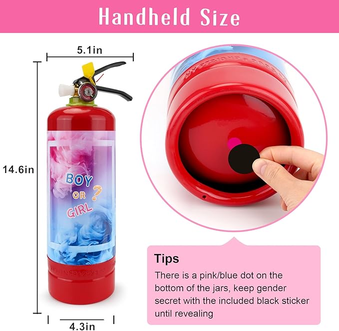 QIYVLOS Giant Gender Reveal Fire Extinguisher 2 Packs, Gender Reveal Ideas, Baby Girl Reveal Party Ideas for Gender Reveal Decorations with 2.3ib Powder (Pink)