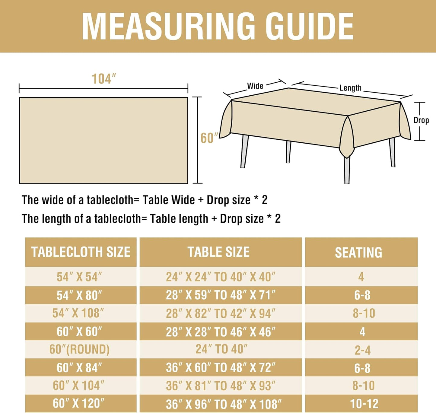 H.VERSAILTEX Linen Table Cloths Rectangle 60 x 104 Inch Premium Tablecloth Spill-Proof Waterproof Table Cover for Dining Buffet Feature Extra Soft and Thick Fabric Wrinkle Free, Natural