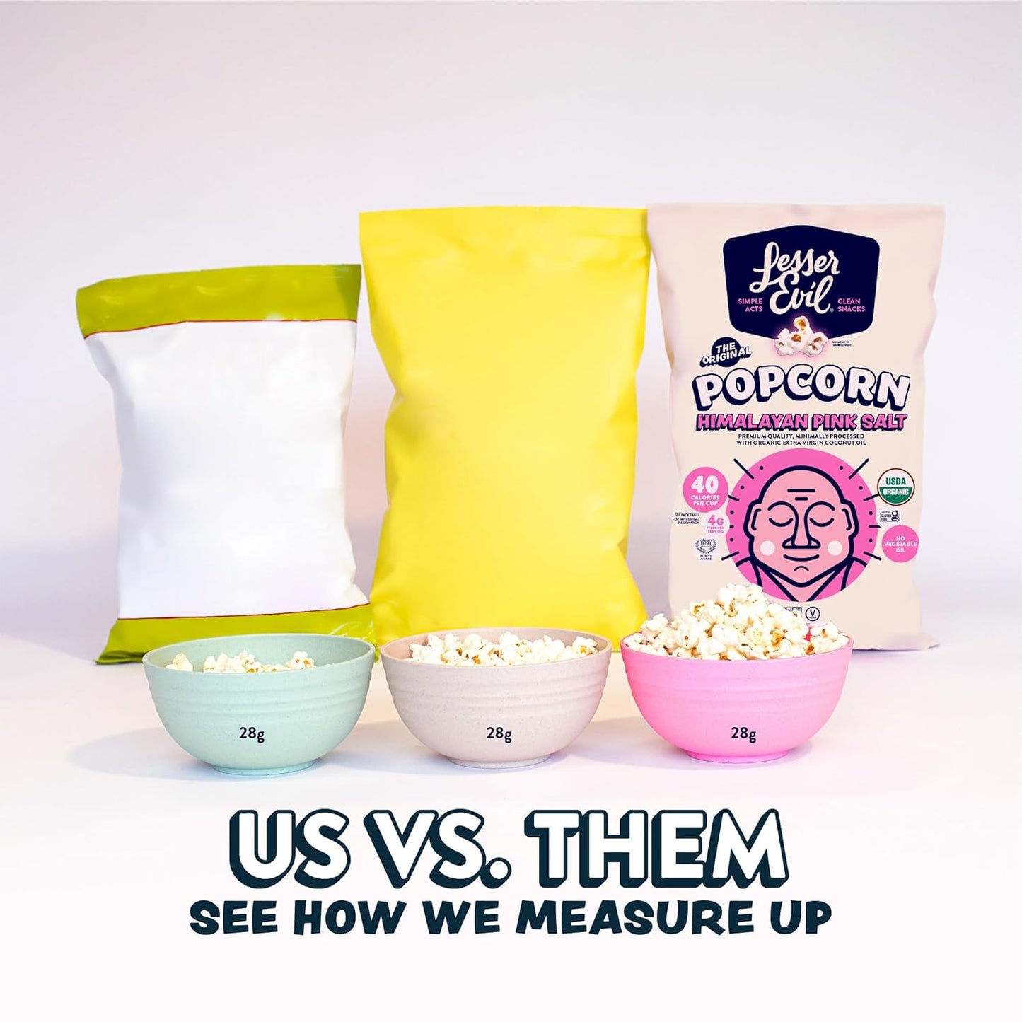 LesserEvil Organic Popcorn Variety Pack, Himalayan Pink Salt (4.6 oz Bag), Himalayan Gold (4.6 oz Bag), and White Cheddar Flavor (4.6oz Bag)