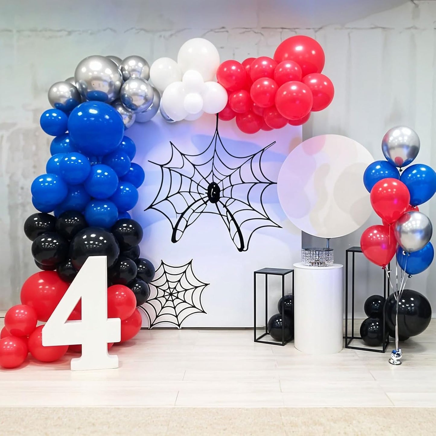 Red Blue Black Balloon, 12 Inch Spider Party Decorations, Matte Red Black and Royal Blue Latex Balloon with Confetti Balloons for Kids Boys Spider Hero Theme Birthday Baby Shower Halloween Party