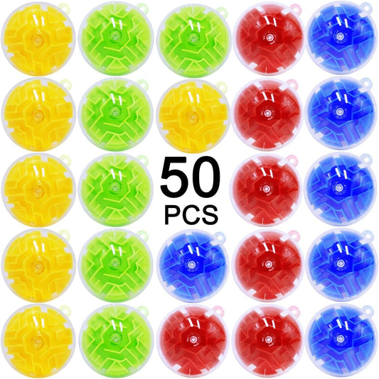 50 Pack 3D Puzzle Ball Brain Games Toy, Mini Puzzle Ball Games for Kids Ages 6 7 8-10 Boys Girls Adults, Brain Teaser Fidget Toys, Magic 3D Maze Ball for Boys Girls Birthday Gifts Classroom Prize