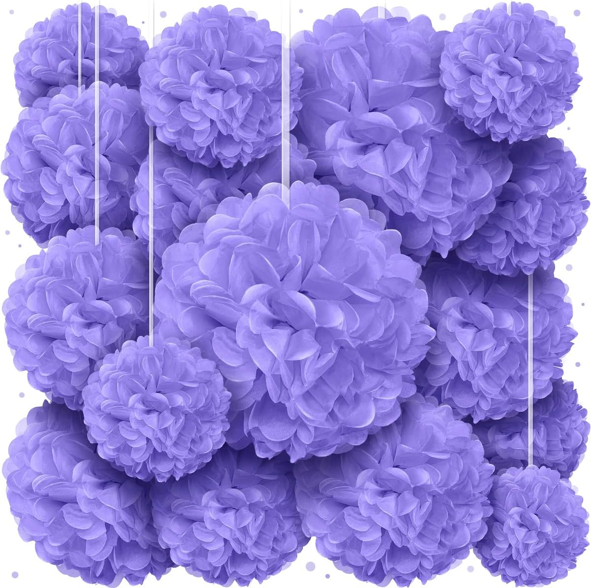 Purple Tissue Paper Pom Poms - Purple Party Decorations for Birthdays, Weddings, Baby Showers and Special Occasions by Avoseta (16 Piece Set, Assorted Sizes)