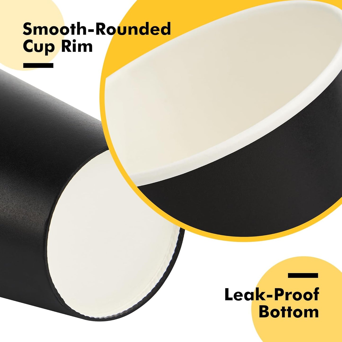 50 Pack 16 oz Coffee Cups with Lids, Black Disposable Coffee Cups with Lids, Sleeves and Stirring Sticks, Hot Paper Coffee Cup 16 oz for Hot Drinks, Parties, Picnic, Travel, and Events