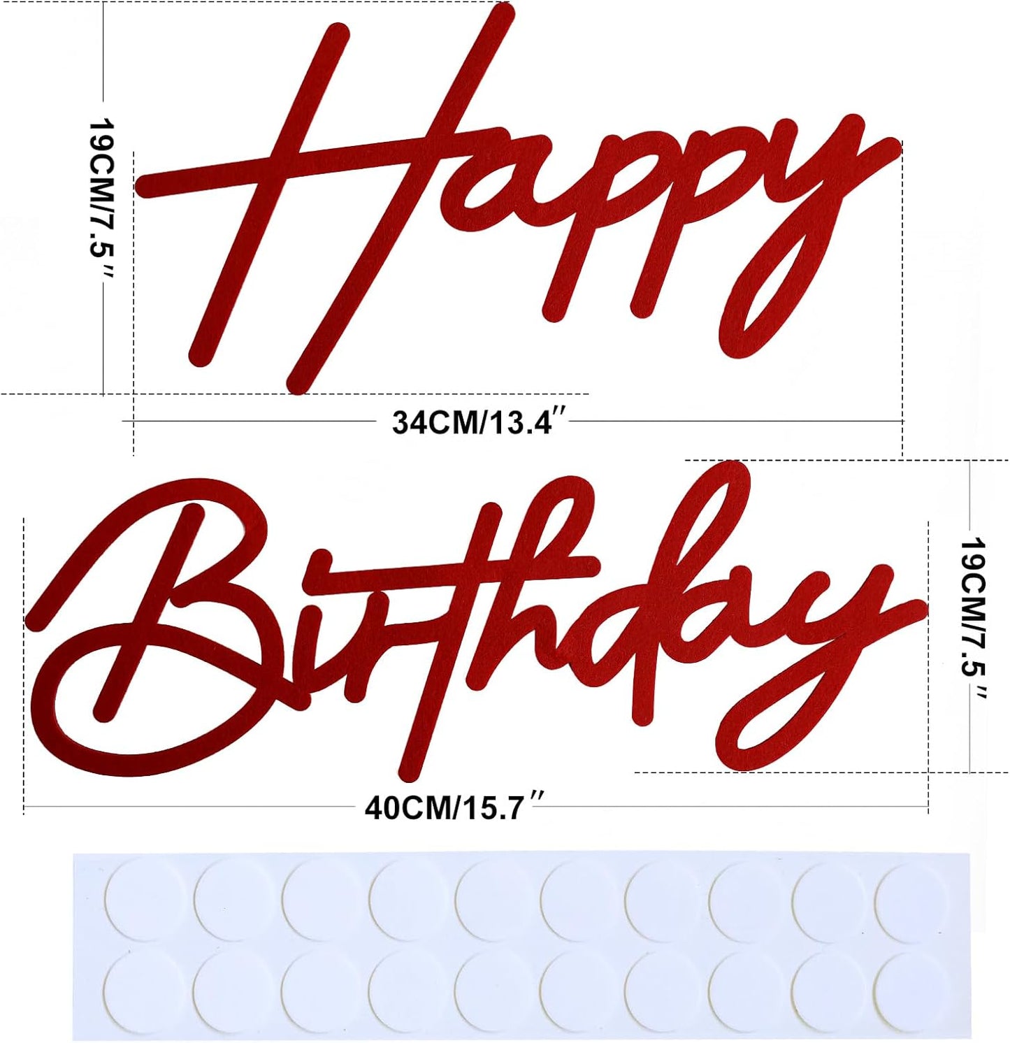 Red Happy Birthday Sign for Backdrop - Felt Happy Birthday Letters for Balloon Arch Party Wall Decor Large Happy Birthday Signs for Boys Girls Women Party Baby Shower Decorations