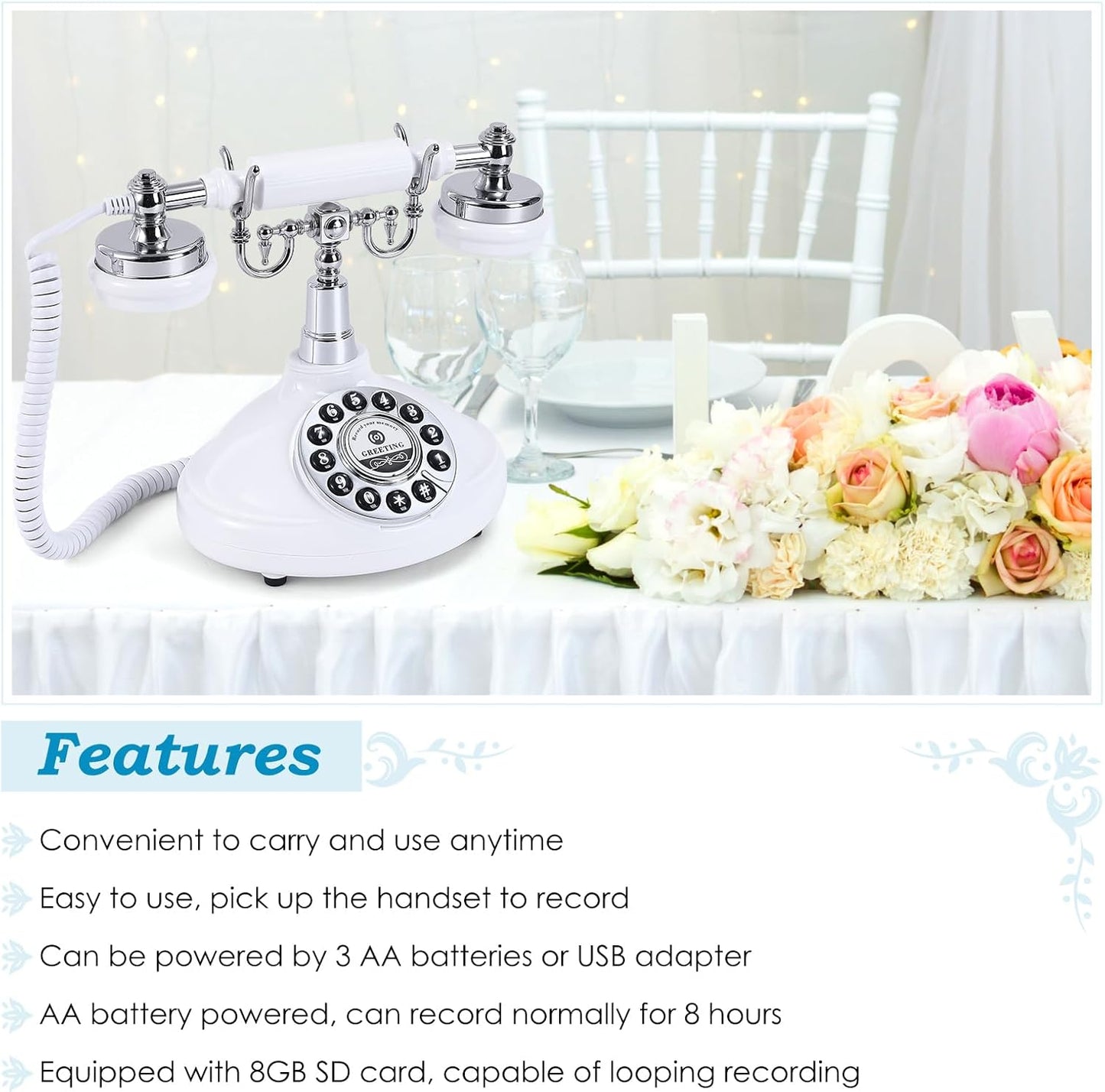 Audio Guest Book Wedding Phone (White)