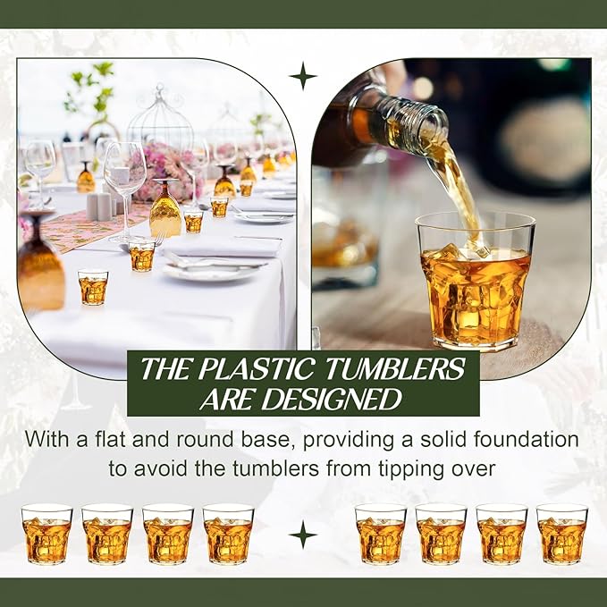 Tioncy 50 Pcs Acrylic Drinking Glasses 2 oz Small Whiskey Glass Clear Shot Glasses Bulk Unbreakable Stackable Mixed Drinkware Mini Beer Mug for Drinking Bars Wine Vodka