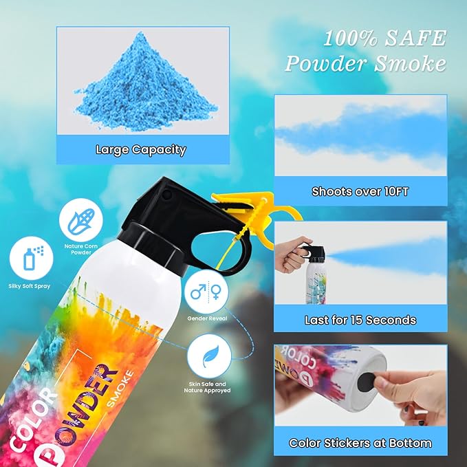 Gender Reveal Fire Extinguisher 2 Pack Blue Smoke Atmosphere Fog for Baby Reveal Photoshoot Video Props Stage Mister Foggers Blue Smoke Gender Reveal Extinguishers for Birthday Wedding Party