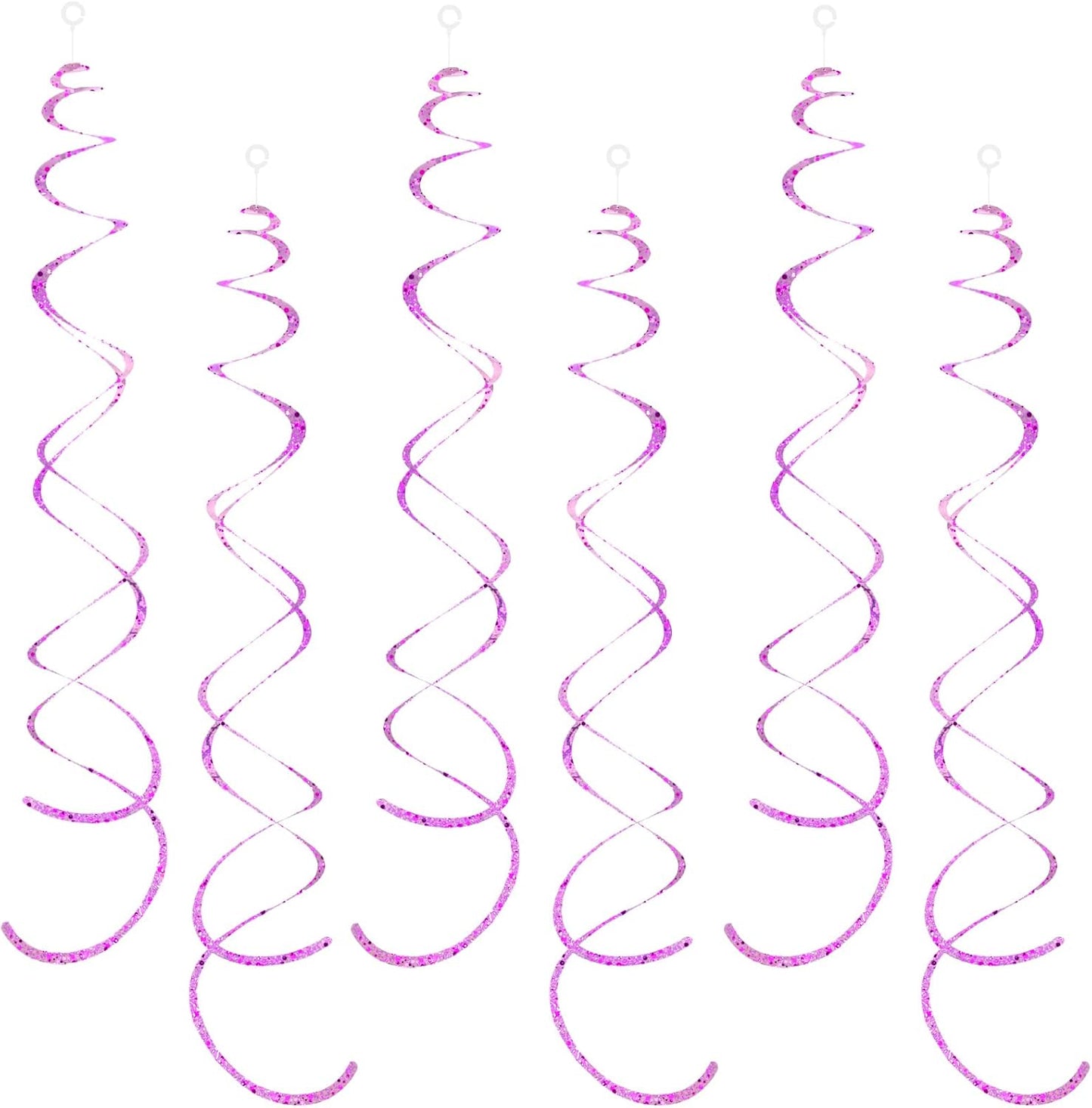 30 Pieces Pink Hanging Swirl Decorations Plastic Streamers Foil Swirls Ceiling Decorations Metallic Holiday Photo Backdrop for Girls Princess Baby Shower Babbie Mermaid Themed Birthday Party Supplies