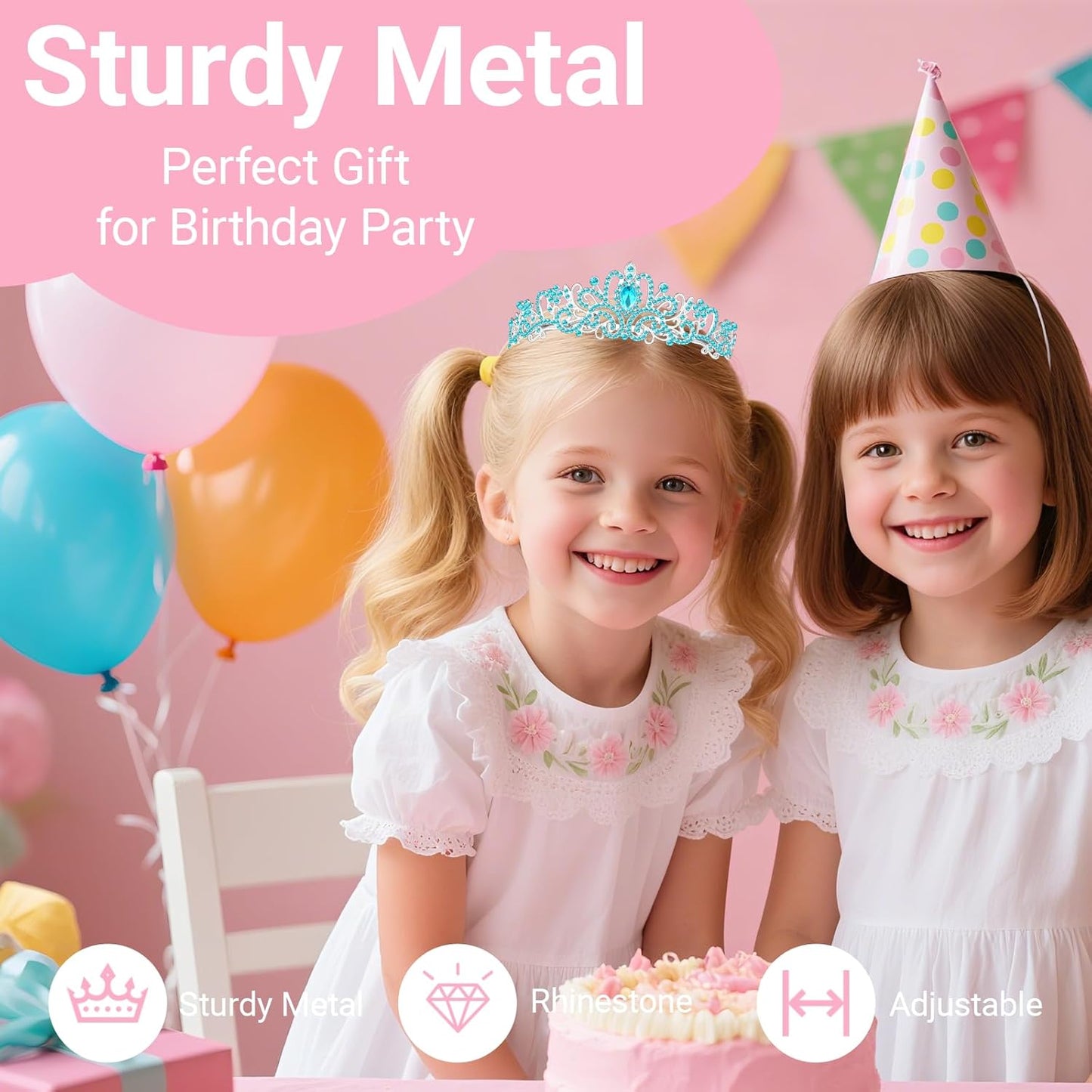 Birthday Tiara and Crown with Sash, Birthday Tiara for Women Party (Blue)