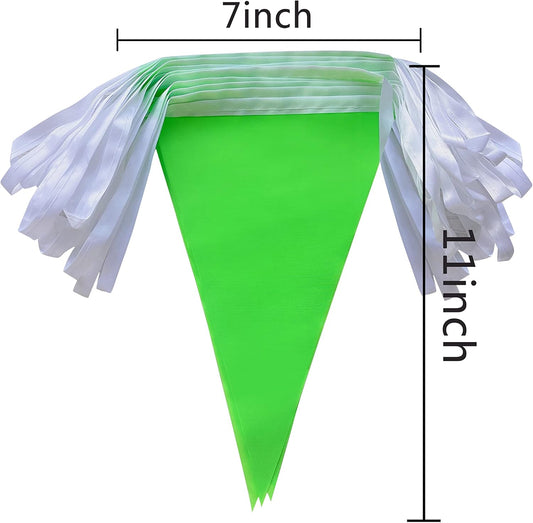 Consummate 100 Feet Green Pennant Banners Flags String Hanging Triangle Bunting Flags for Grand Opening,Kids Birthday,Party Decorations,60 PCS