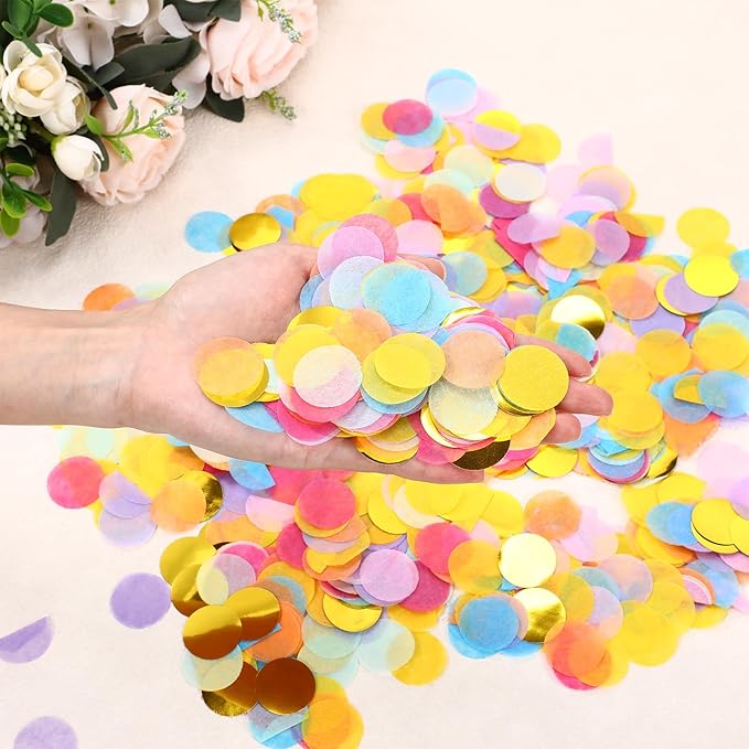 Outus 1 Inch Multicolor Round Tissue Confetti(8.8oz)