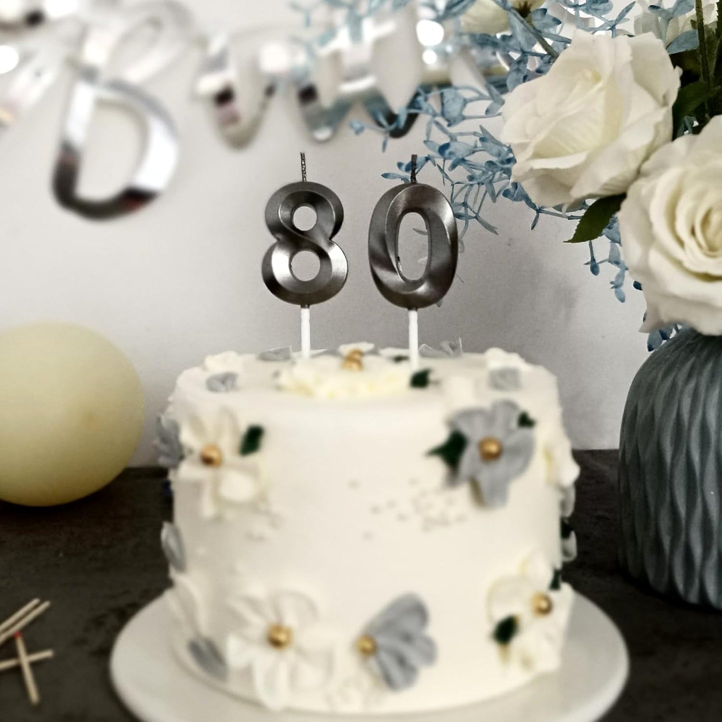80th Birthday Candles for Cakes Numbers Candle Happy 80 Birthday 3D Designed Wedding Anniversary Party Cake Topper Decorations (80, Black)