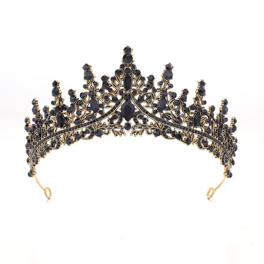 Black Tiara for Women Crystal Queen Crowns Rhinestone Princess Tiaras for Girl Wedding Headband for Bride Hair Accessories for Halloween Costume Birthday Party Prom Mother's Gifts
