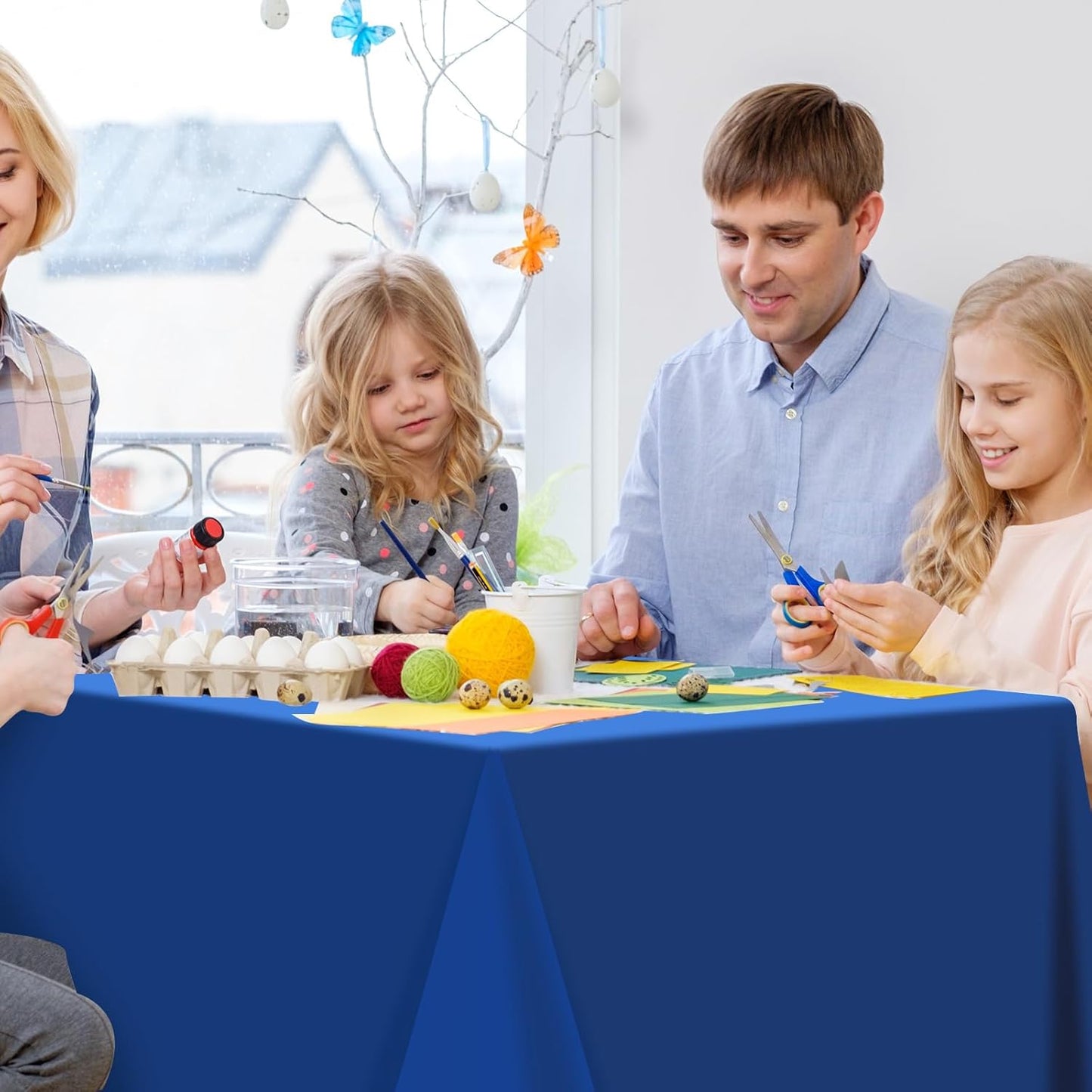 3Pcs Navy Blue Tablecloths,Disposable Plastic Tablecloth,Waterproof Dark Blue Rectangle Table Cover for Graduation Birthdays Weddings Anniversary Party Decorations,54 x 108 Inch