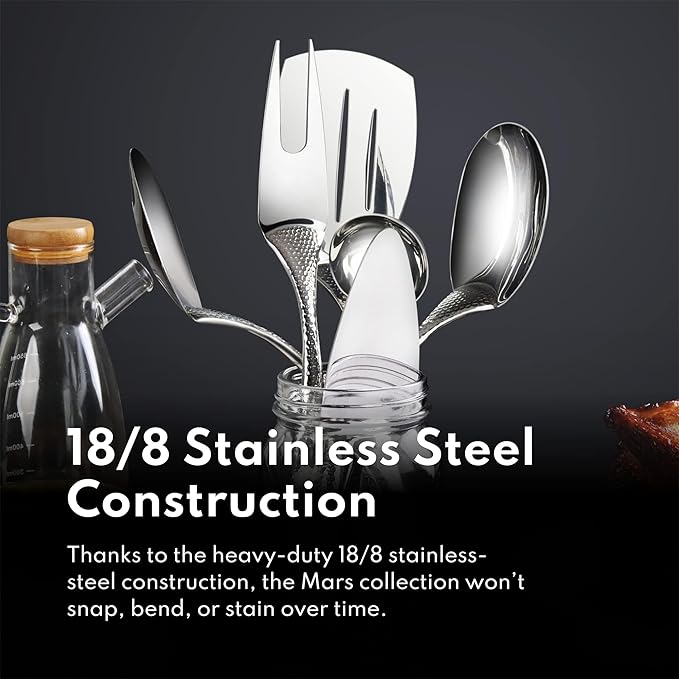 New Star Foodservice Mars Collection, Stainless Steel, 18/8 Hammered Hollow Handle Cake Server, 9.68-Inch