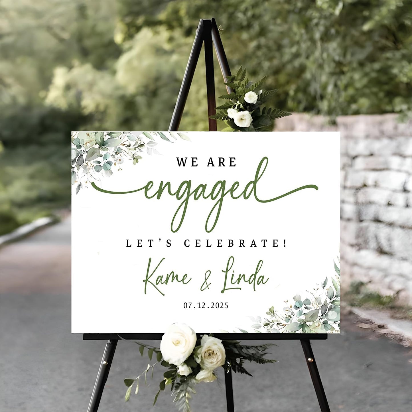 We Are Engaged Sign, Greenery Engagement Signs For A Party, Engagement Party Gifts For Couples, Classy Engagement Decorations, Engagement Party Decorations, Engaged Decorations