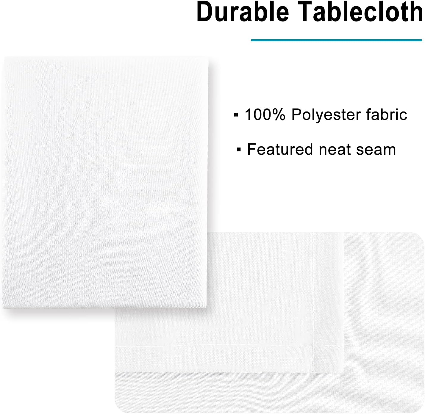 Hiasan White Rectangle Tablecloth - Waterproof Washable Polyester Fabric Table Cloth for Party, Wedding, Banquet and Restaurant, 90 x 156 Inch