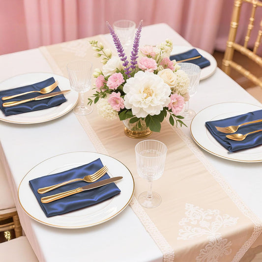 Bailarina 40 Pack Navy Blue Satin Napkins,17x17 Inches Wedding Napkins Square Soft Silky Table Napkins Bulk Decorative Elegant Cloth Napkin for Party Decoration, Banquet,Wedding,Graduation