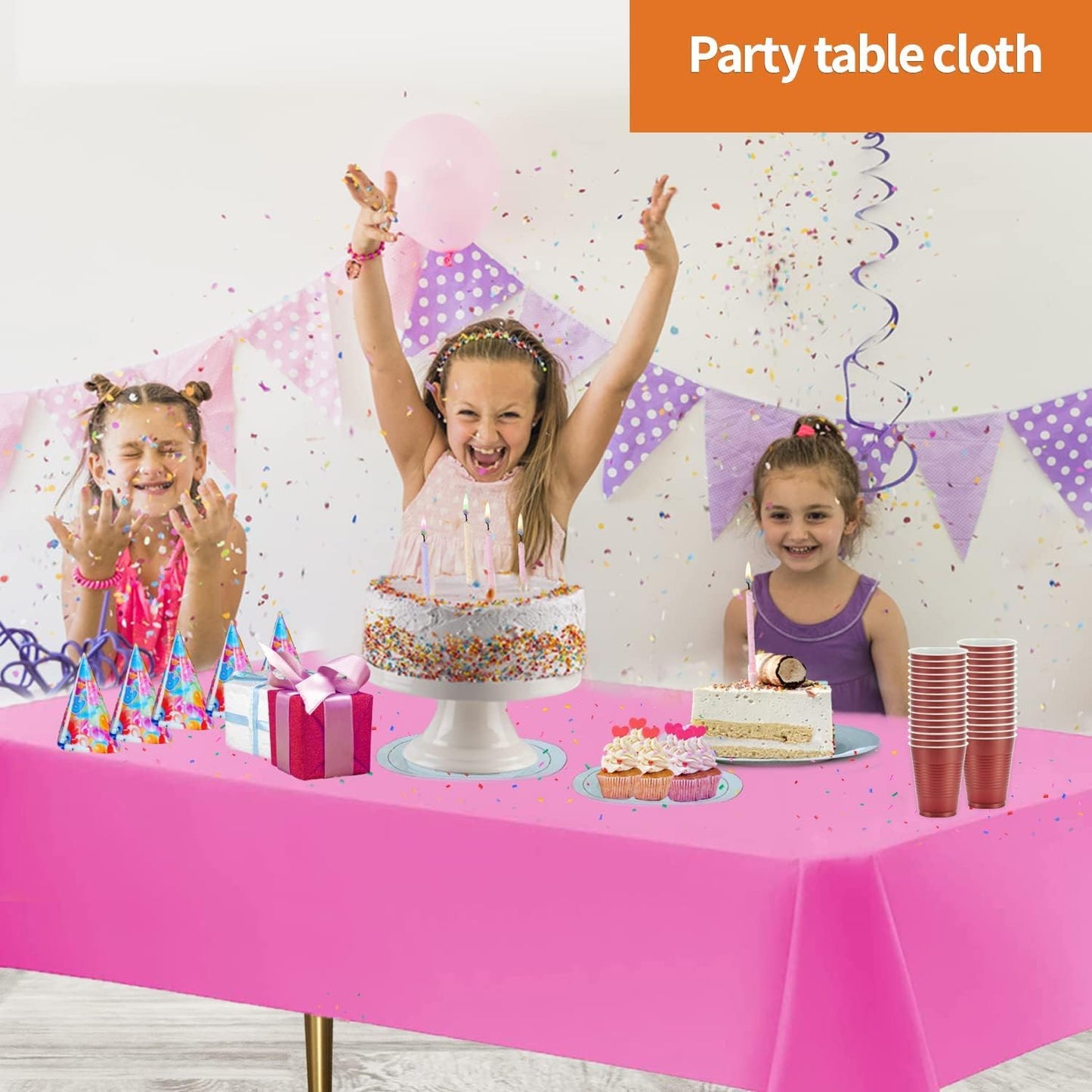 Pink Disposable Plastic Tablecloth for Rectangle Tables (48 Pack) Premium Decorative Table Cloths for Parties, Events & Weddings, Indoors & Outdoors, 54 x 108 inches