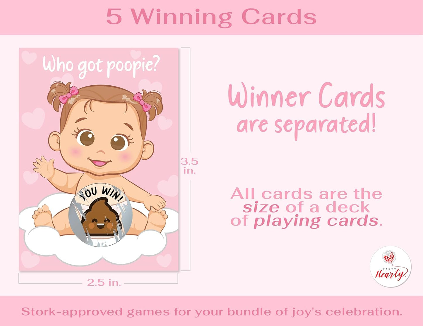 Fun Baby Shower Games for Girls - Poopie Emoji Scratch-Off Lottery Tickets - 50 Cards Hilarious and Engaging Baby Shower Activity