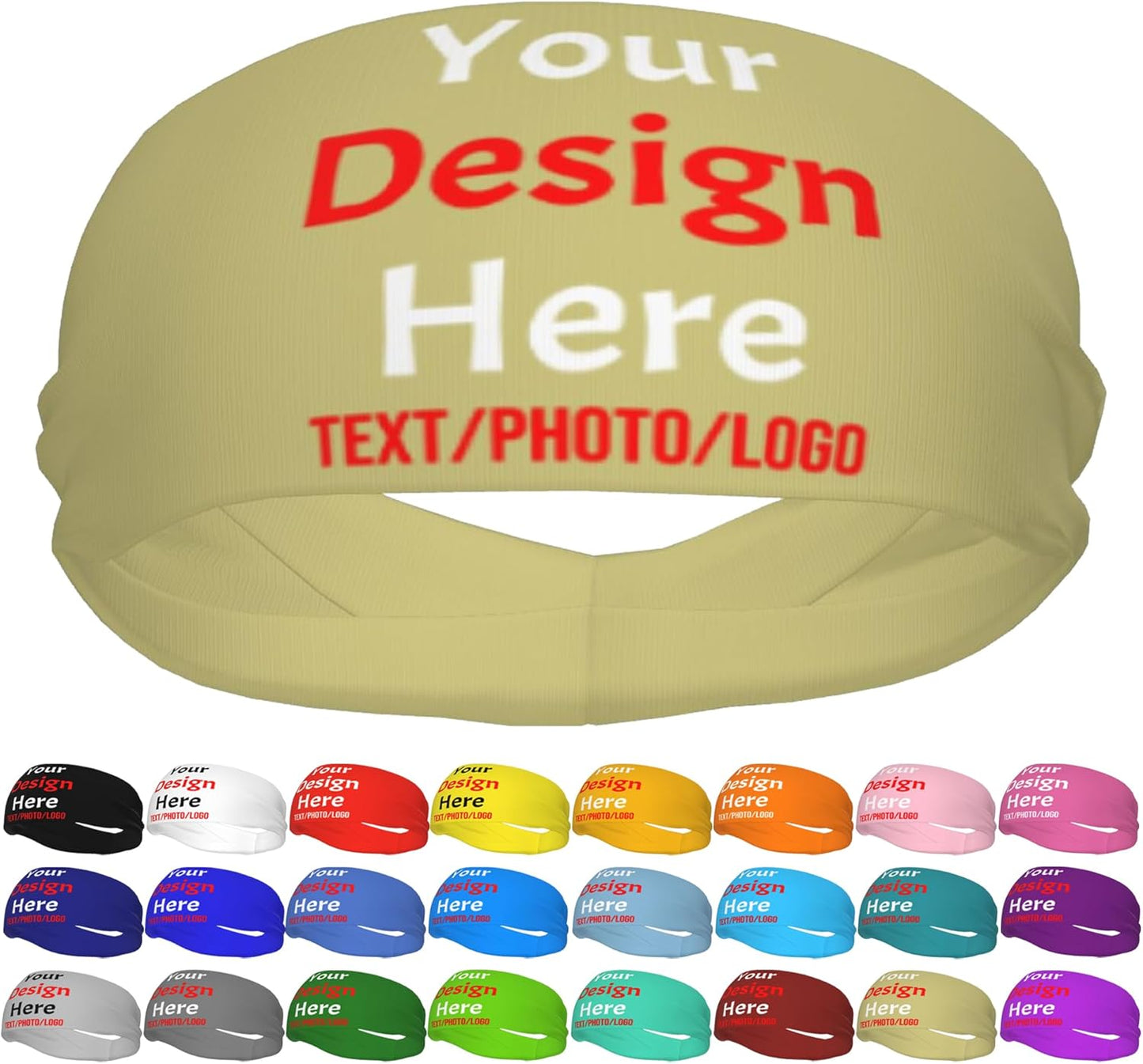 Custom Sweatbands for Men Women, Design Your Own Text Name Image Photo Personalized Sports Headbands