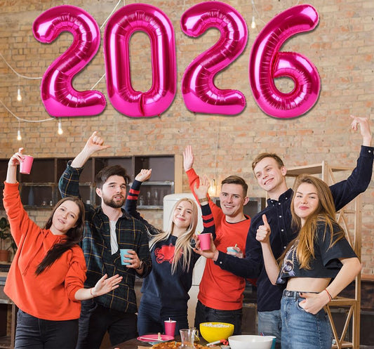 2026 Balloon - Hot Pink Birthday Number Balloons, 40 Inch Large Foil Balloons for Men Women Boys Girls Hot Pink Themed Birthday Decorations，Number 2026 Balloon