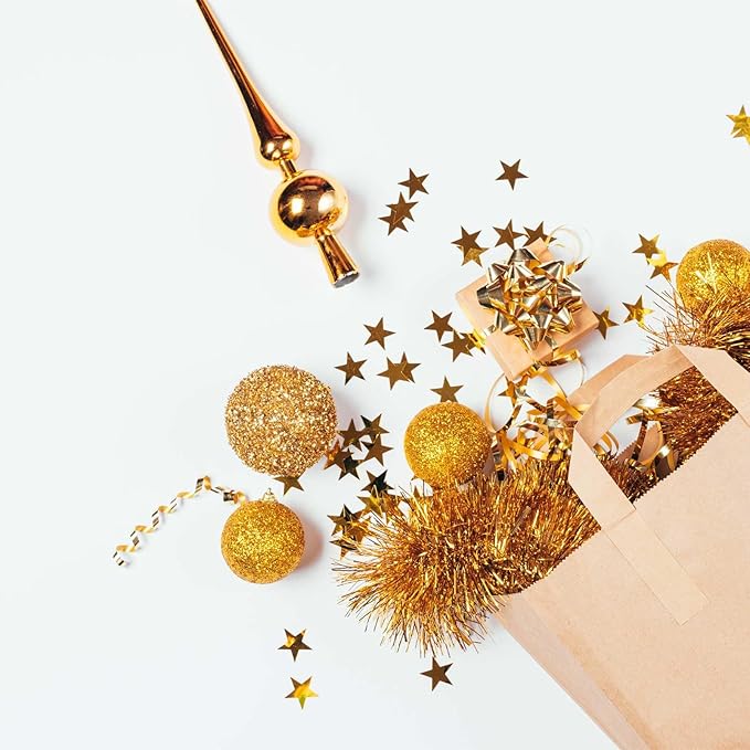 WEIKA 60g Star Confetti Glitter Star Table Confetti, Metallic Foil Star Glitter, Table Decorations for Party Wedding birthday graduation Decorations(Glitter Gold Set, 10mm and 6mm)