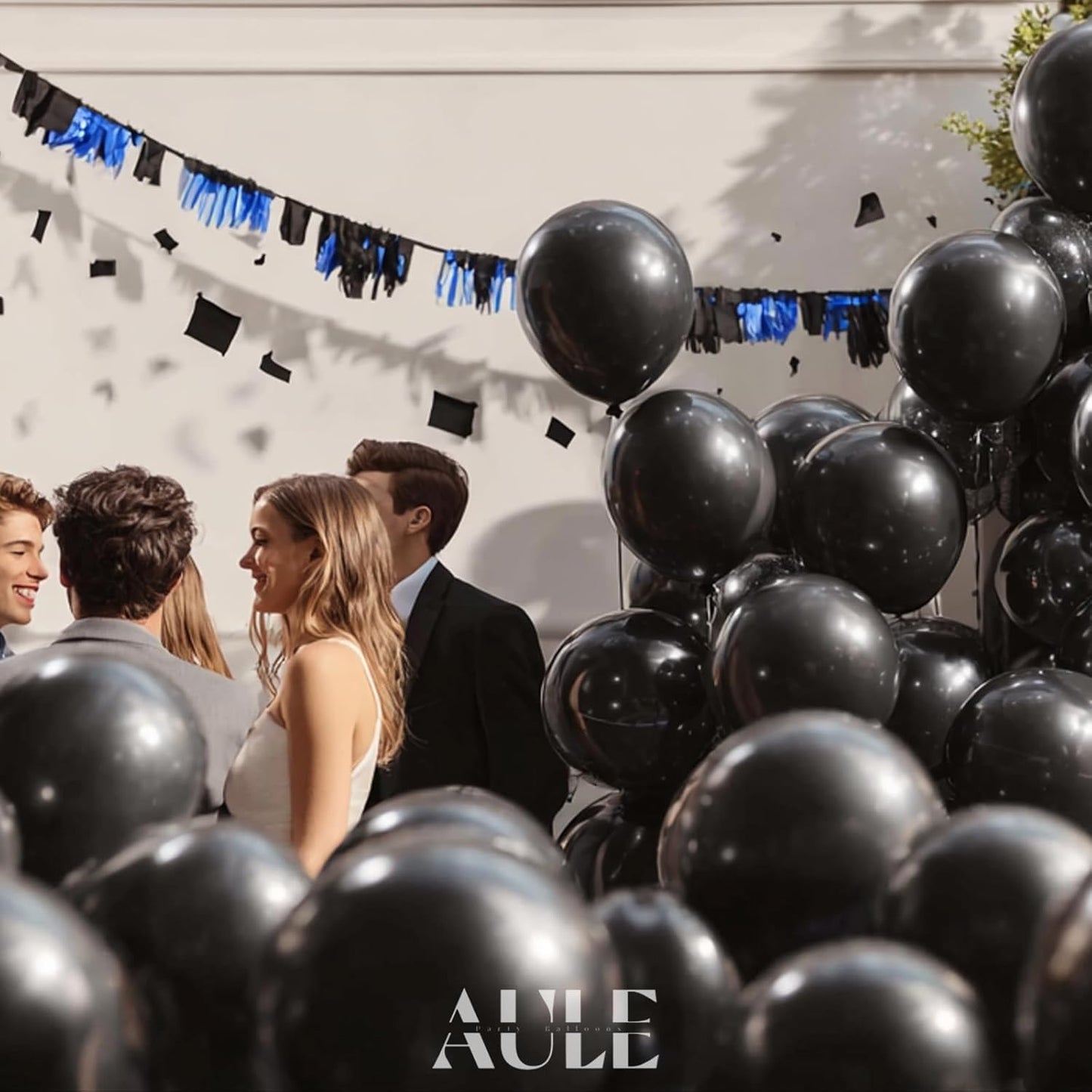AULE Black Metallic Balloons 12 inch 50 Pcs Black Latex Balloons Chrome Helium Shiny Thicken Balloon Perfect Party Decoration for Happy Birthday Bridal Shower Graduation