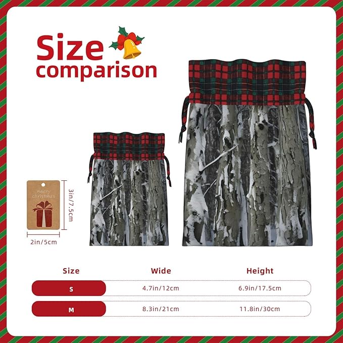 PULaif Cold Tree Camouflage Christmas Drawstring Gift Bags, Large Size Christmas Bags For Gifts Party Favors, Xmas Gift Bags