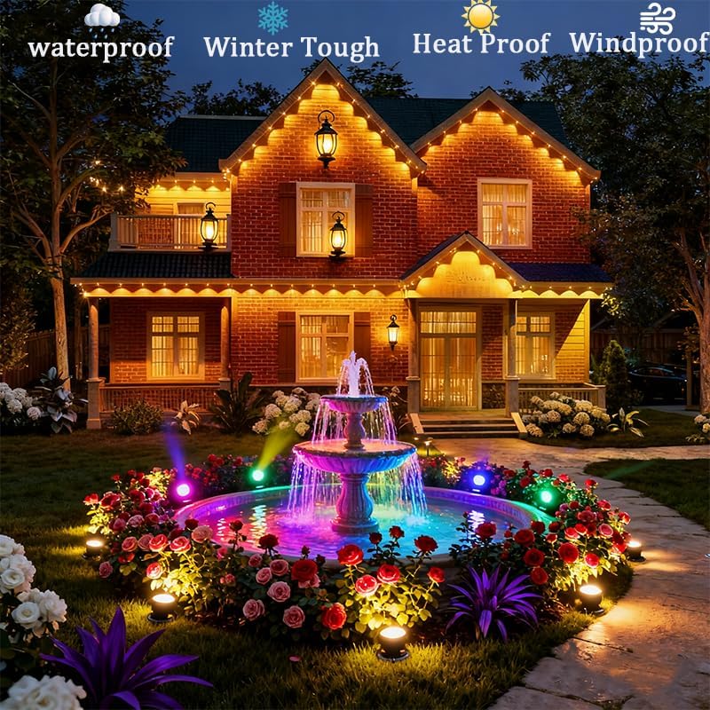 Permanent Outdoor Lights 54ft Smart Outdoor Christmas Lights with RGBCW 36 LED IP67 Waterproof Eaves Lighting with 213 Modes for Halloween Christmas Birthday Holiday Party APP/Remote Control
