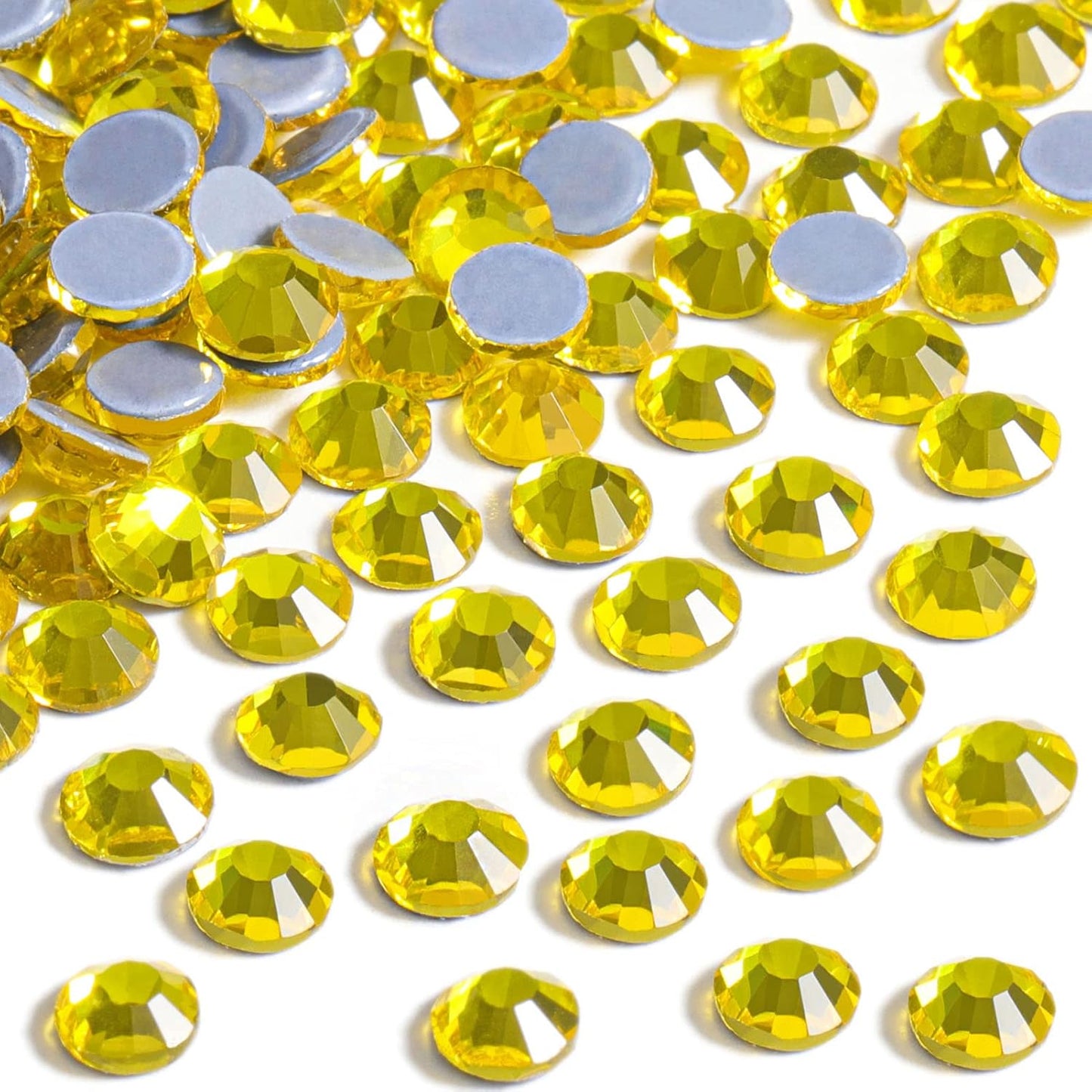Beadsland Hotfix Rhinestones, 1440pcs Flatback Crystal Rhinestones for Crafts Clothes DIY Decorations, Lemon Yellow, SS20, 4.6-4.8mm
