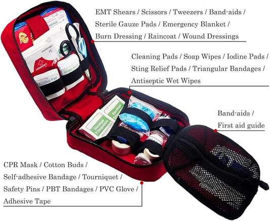 First Aid Kit Med Medical - Kit Rip-Off 180 pcs Water-Resistant Emergency Kit for Camping Hiking Home Outdoor Truck Vehicle Car Fishing Travel Biking