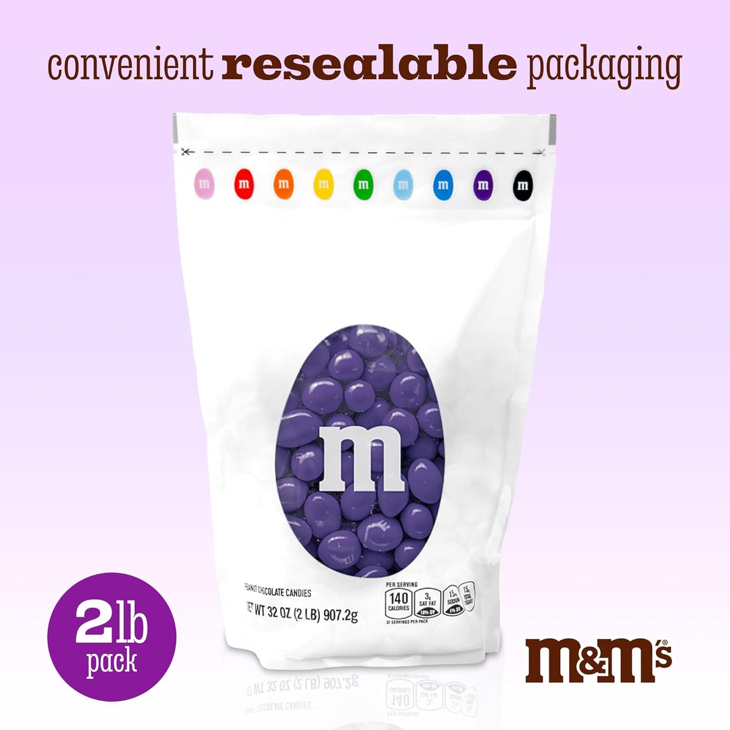 M&M’S WORLD Peanut Purple Chocolate Candy-2lbs of Bulk Candy in Resealable Pack for Easter,Candy Buffet,Birthday Parties,Theme Meetings,Candy Bar,Sweet Stuff for DIY Party Favors or Edible Decoration