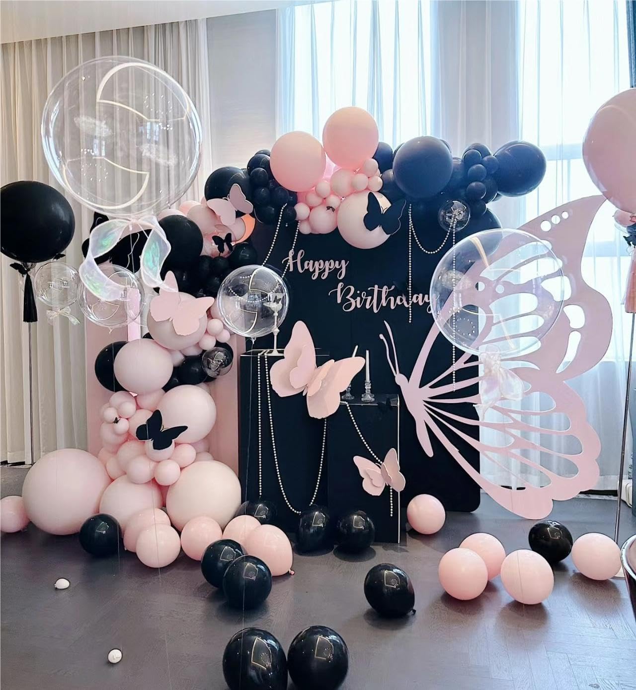 Pink Black Balloon Garland 138 PCS 18In 10In 5In Latex Balloons Arch Kit for Bachelorette Bridal Shower Baby Shower Birthday Graduation Anniversary Party Decors (Pink Black)