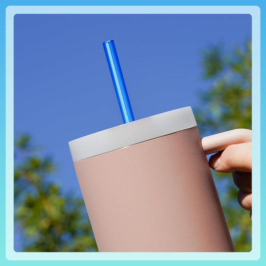 NiHome 12-Pack Plastic Reusable Drinking Straws for Stanley 40 oz 30oz 64 oz Tumbler, 6 Color 12 In Reusable Straws Fit for Stanley Cups w/ 2 Brushes, BPA-Free for Cold & Hot Beverages (Gradient Blue)