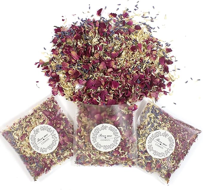 Party Confetti Natural Dried Flower Petals, 12 Packs Biodegradable Confetti Real Rose Petals for Wedding and Party Decoration