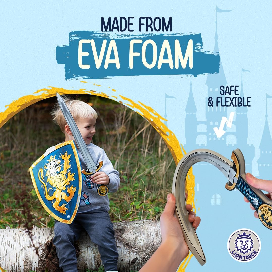 Liontouch - Noble Knight Foam Sword & Shield for Kids, Blue - Age 3-8 Years | Durable & Safe Medieval Toy Set | Weapons & Battle Accessories for Pretend Play, Dress Up & Knight Costumes for Boys