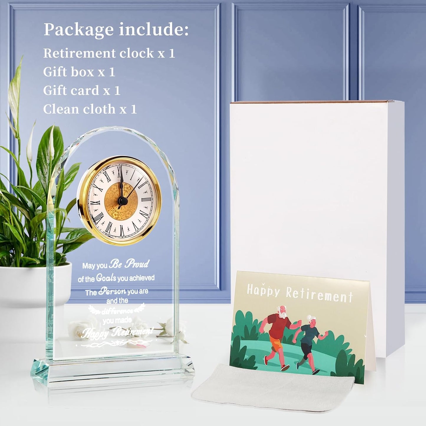 Retirement Gifts for Men/Woman - Premium Glass Retirement Clock, 2025 Happy Retirement Engraved Inspirational Gift for Retired Friends, Coworker, Boss, Leader, Employee Farewell Present (H R)